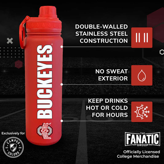 Ohio State Buckeyes NCAA Stainless Steel Water Bottle - Red