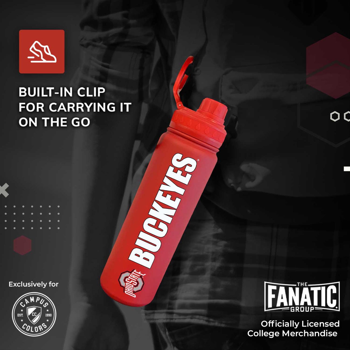 Ohio State Buckeyes NCAA Stainless Steel Water Bottle - Red