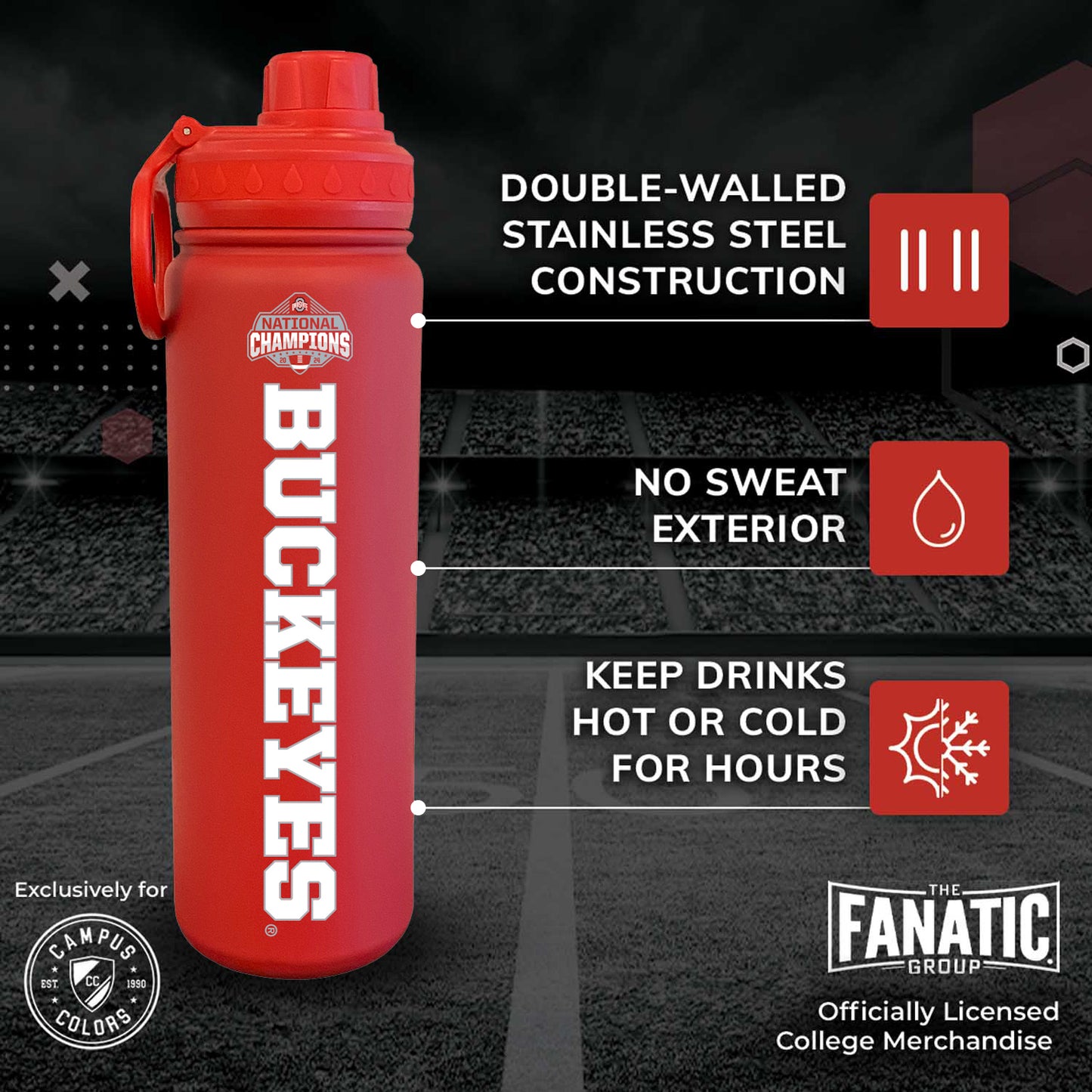 Ohio State Buckeyes NCAA College Football Nationship Championship 24 oz Water Bottle - Red