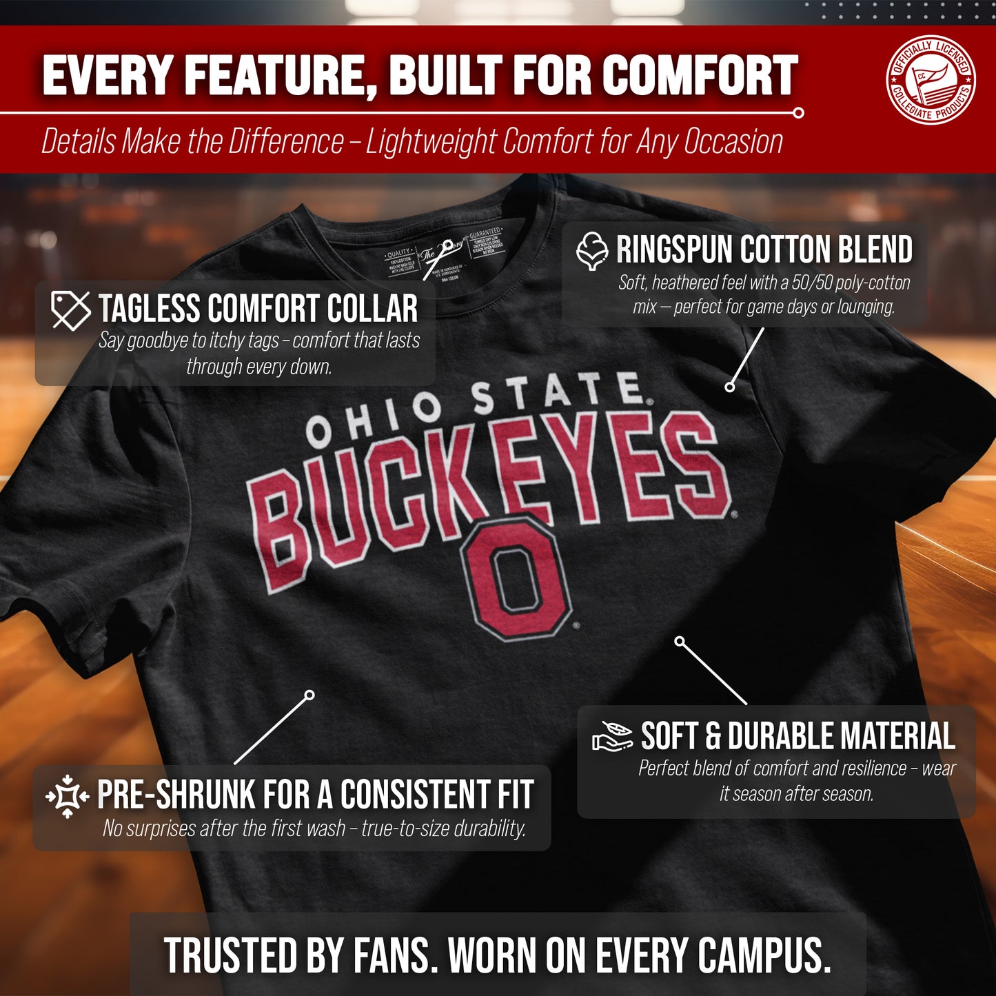 Ohio State Buckeyes NCAA Adult Unisex Starting Fresh T-Shirt - Black Heather
