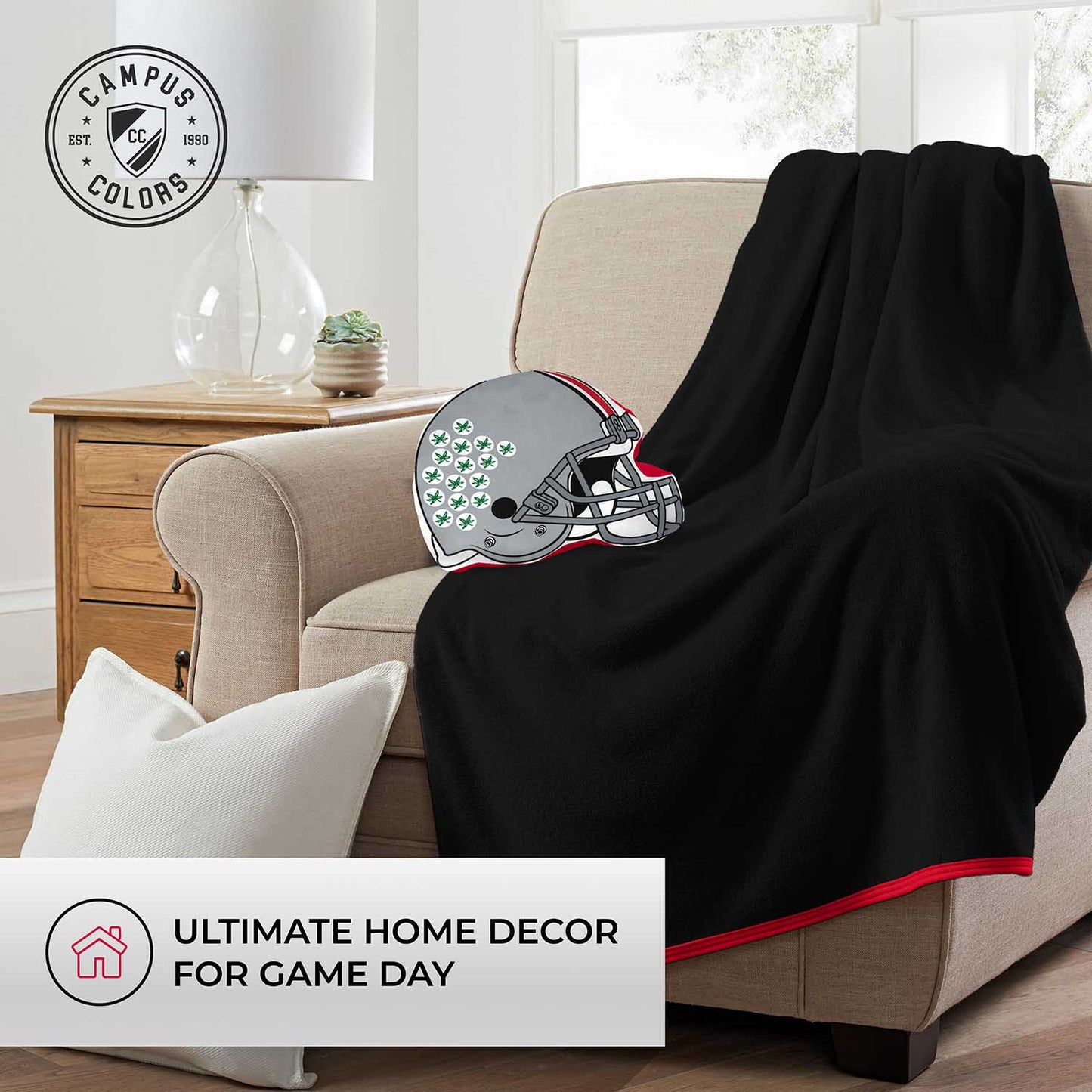 Ohio State Buckeyes NCAA Helmet Super Soft Football Pillow - Gray