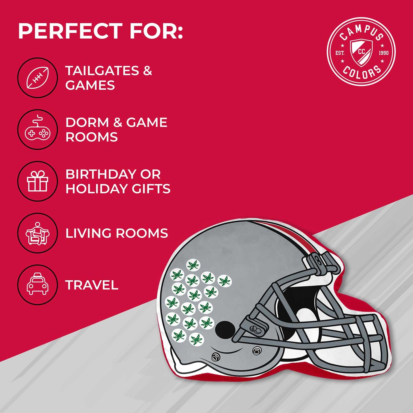 Ohio State Buckeyes NCAA Helmet Super Soft Football Pillow - Gray
