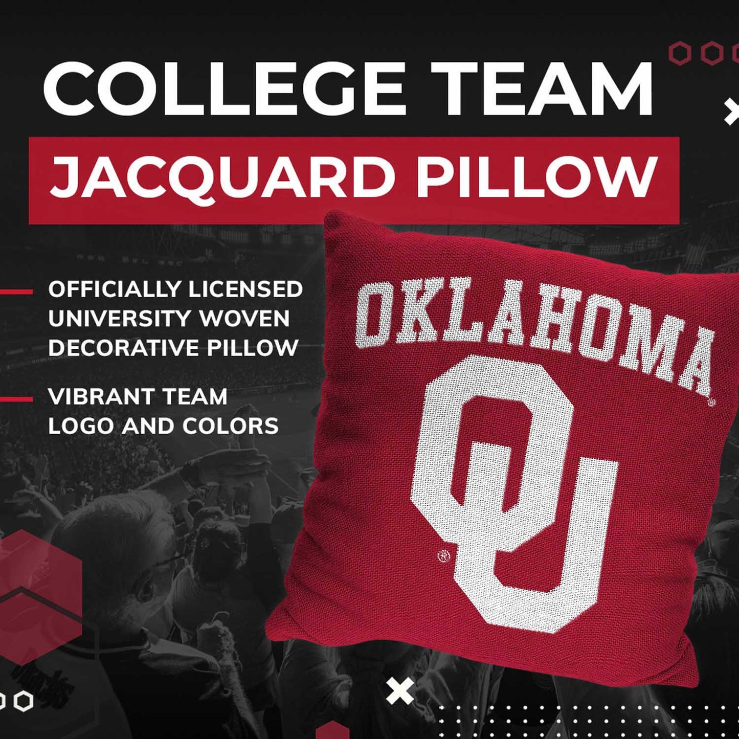 Oklahoma Sooners NCAA Decorative Pillow - Cardinal