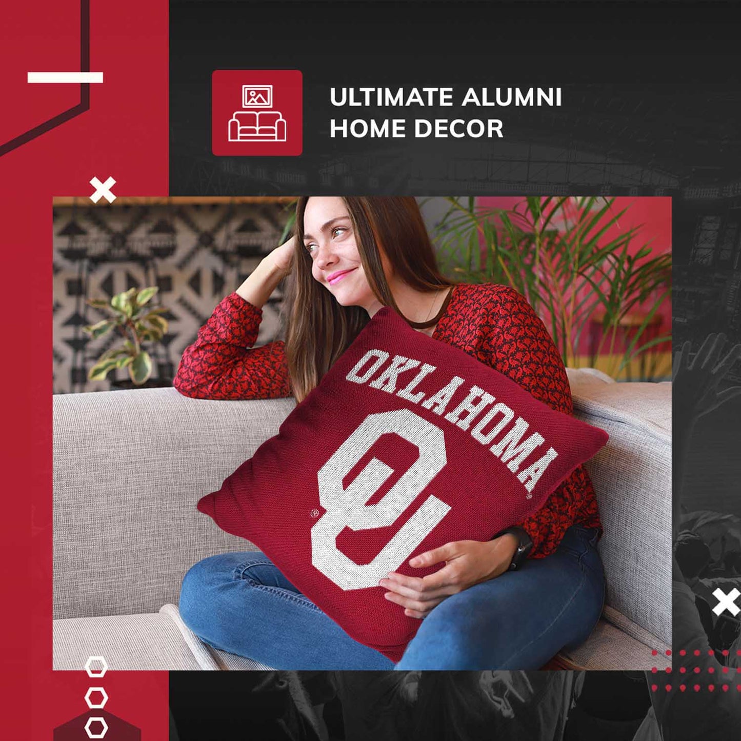 Oklahoma Sooners NCAA Decorative Pillow - Cardinal