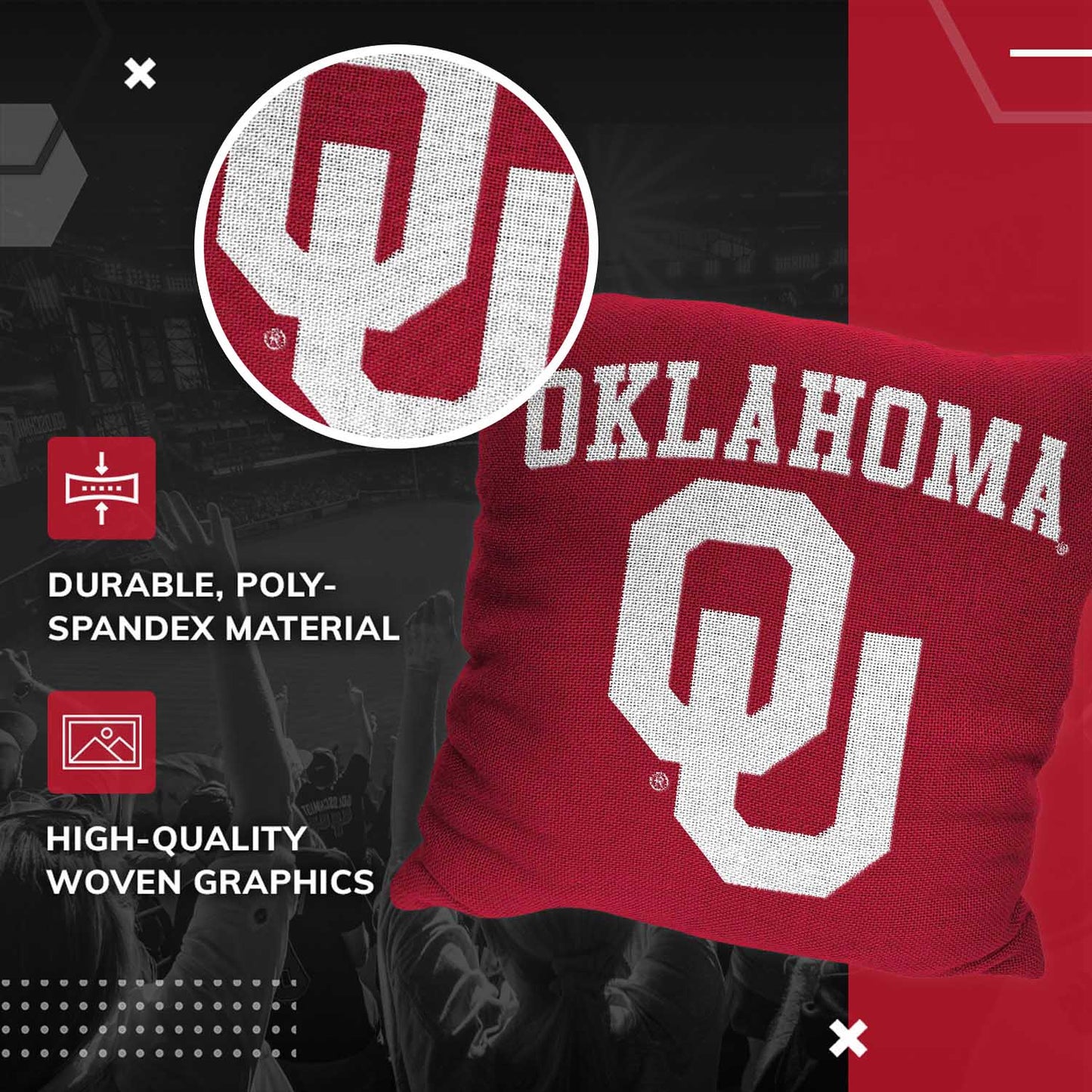 Oklahoma Sooners NCAA Decorative Pillow - Cardinal