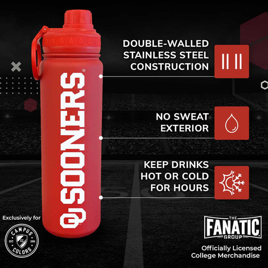 Oklahoma Sooners NCAA Stainless Steel Water Bottle - Crimson