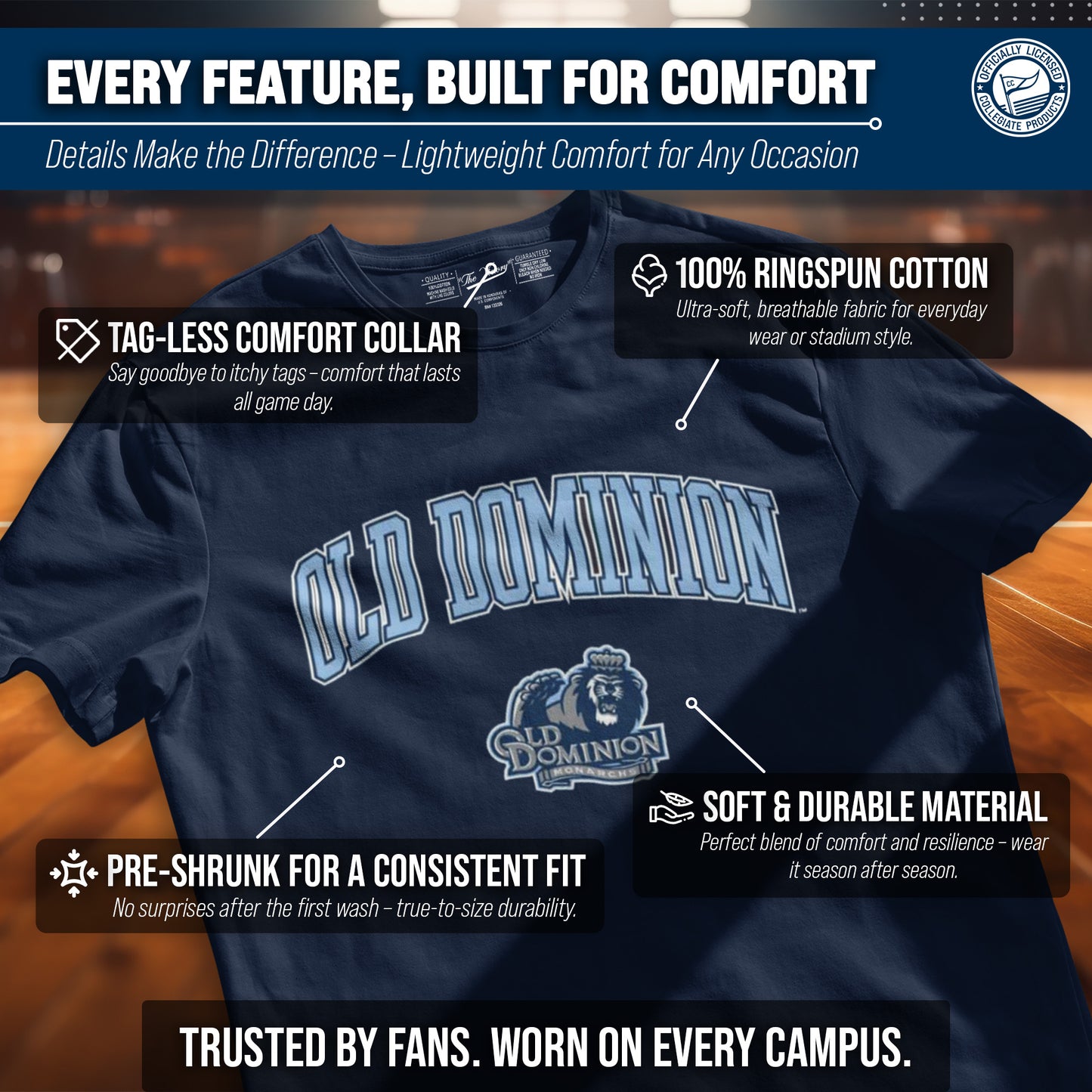 Old Dominion Monarchs NCAA Adult Gameday Cotton T-Shirt - Navy
