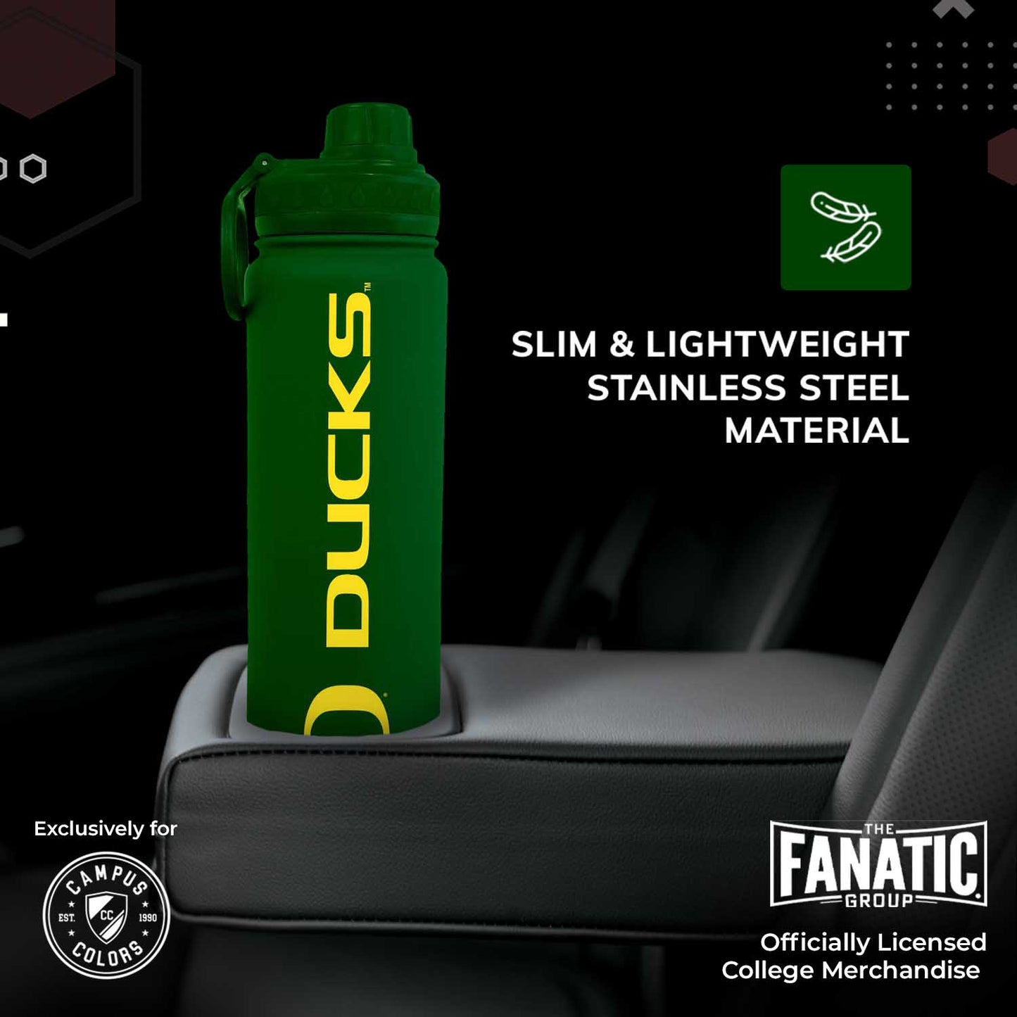 Oregon Ducks NCAA Stainless Steel Water Bottle - Green