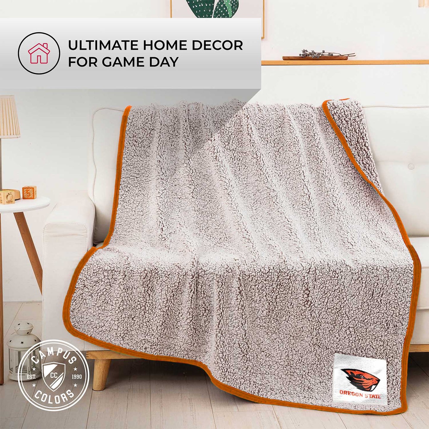 Oregon State Beavers NCAA Silk Sherpa College Throw Blanket - Texas Orange