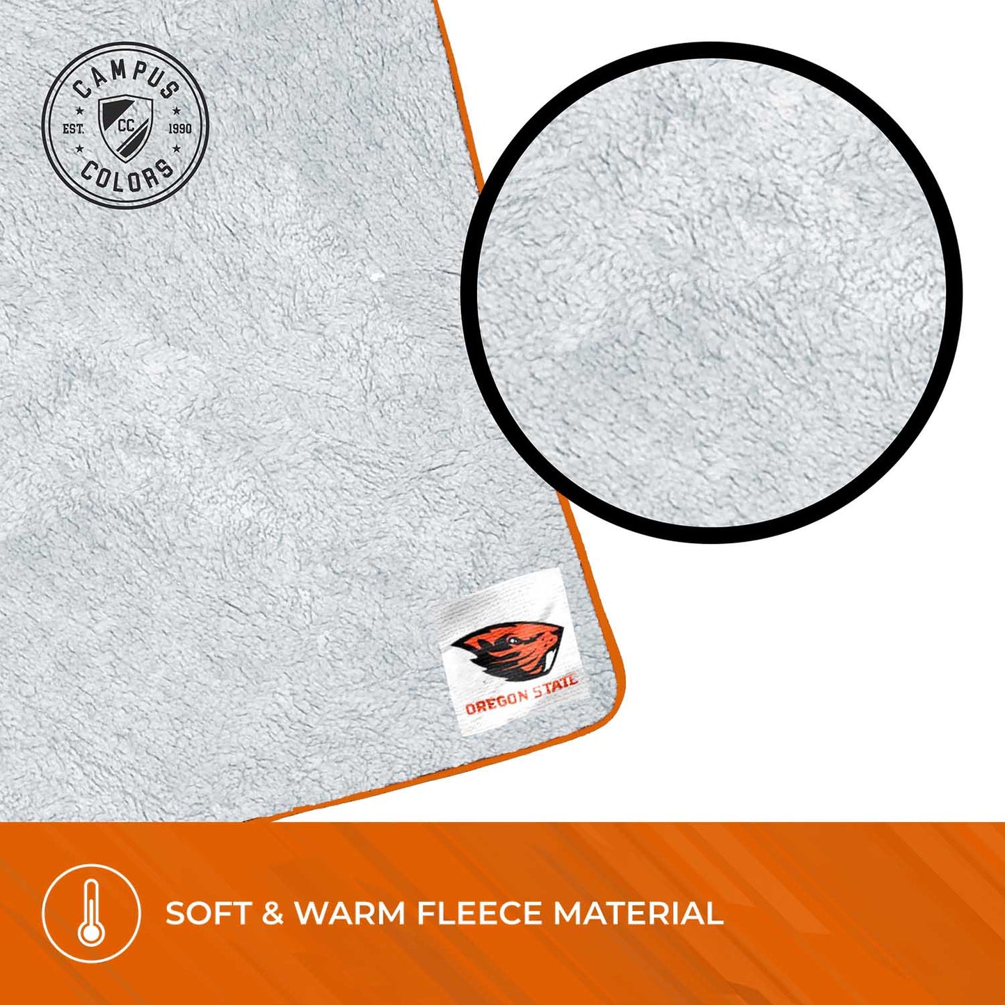Oregon State Beavers NCAA Silk Sherpa College Throw Blanket - Texas Orange