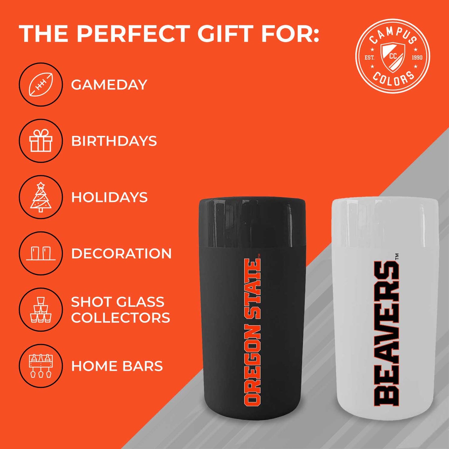 Oregon State Beavers College and University 2-Pack Shot Glasses - Team Color