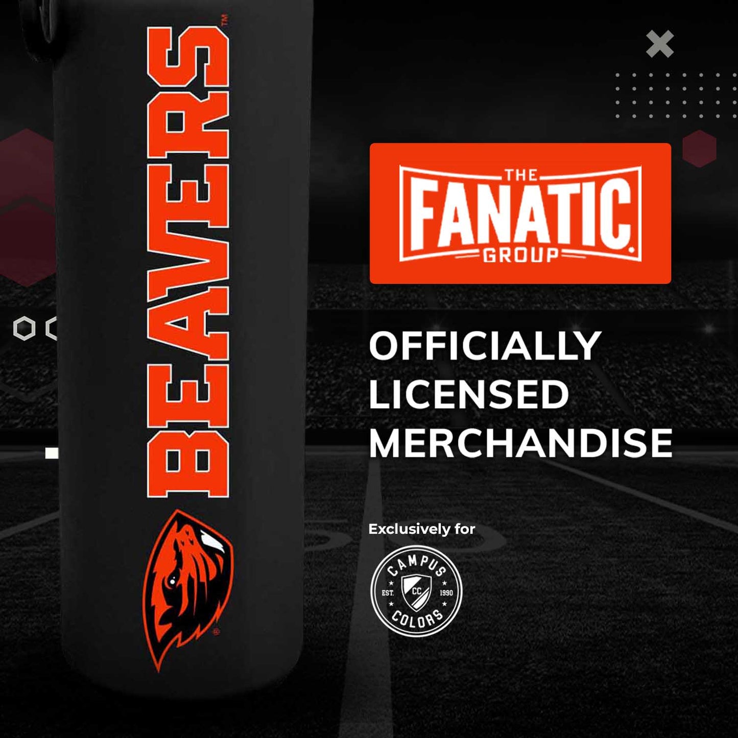 Oregon State Beavers NCAA Stainless Steel Water Bottle - Black