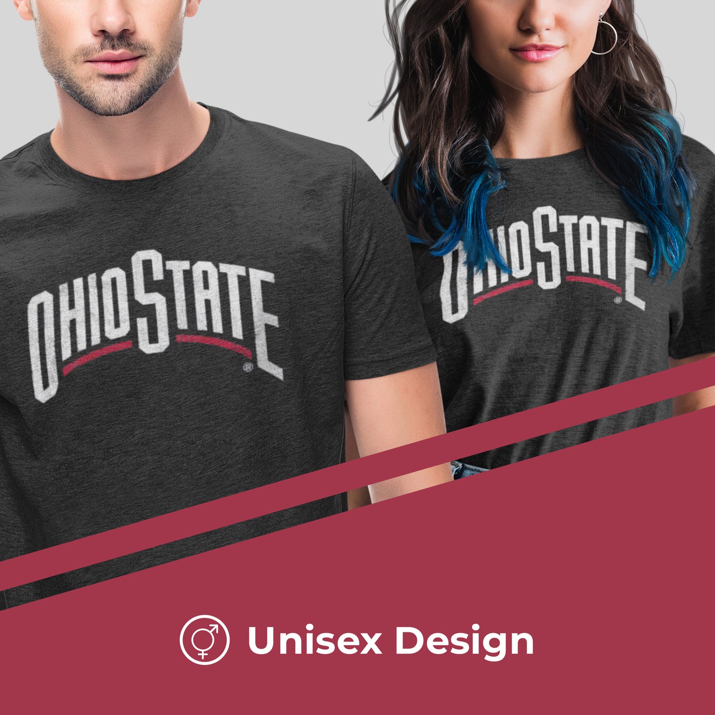 Ohio State Buckeyes Campus Colors NCAA Adult Cotton Blend Charcoal Tagless T-Shirt - Charcoal