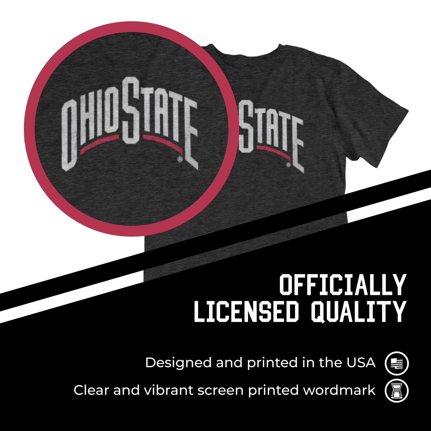 Ohio State Buckeyes Campus Colors NCAA Adult Cotton Blend Charcoal Tagless T-Shirt - Charcoal