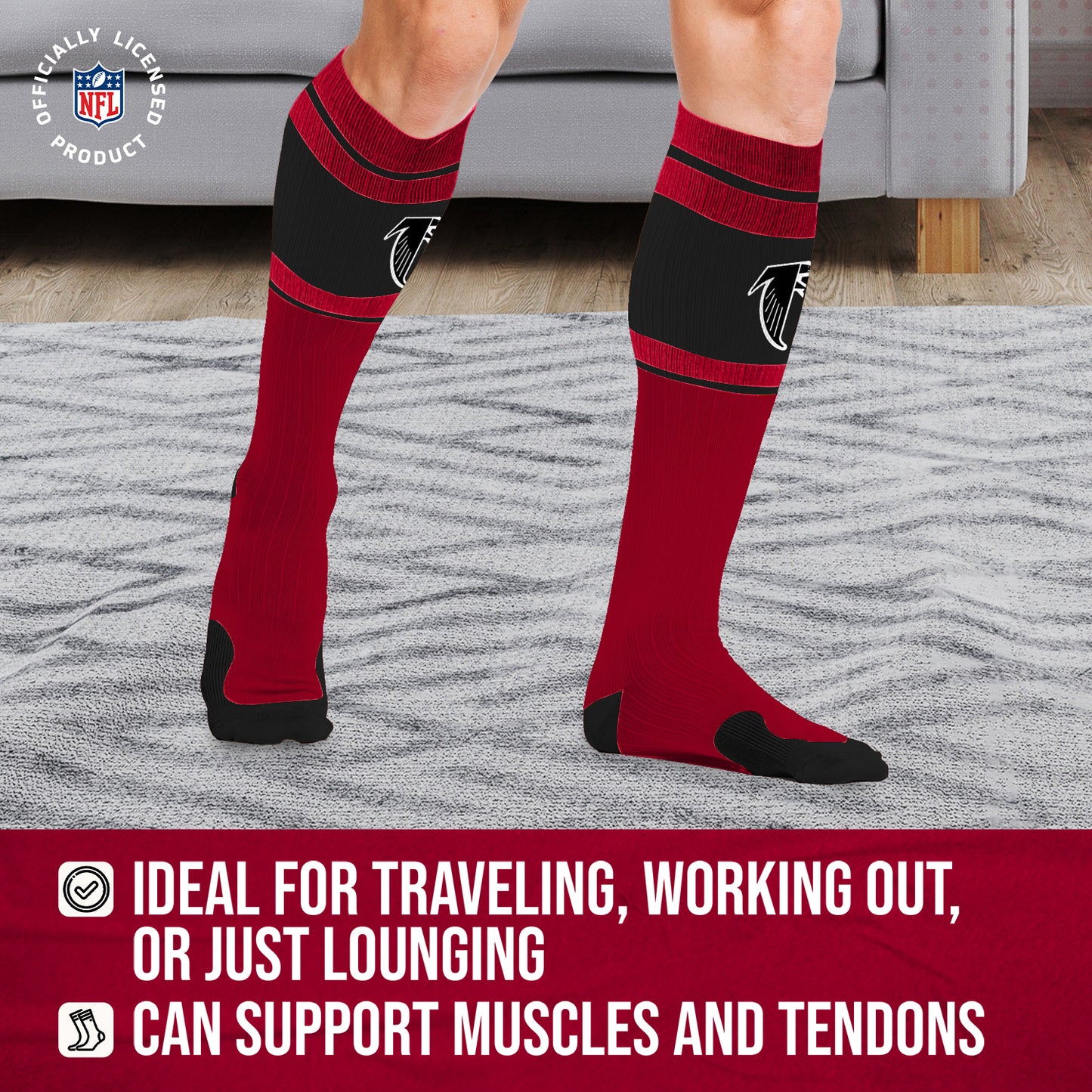 Atlanta Falcons NFL Adult Knee High-Performance Socks - Red
