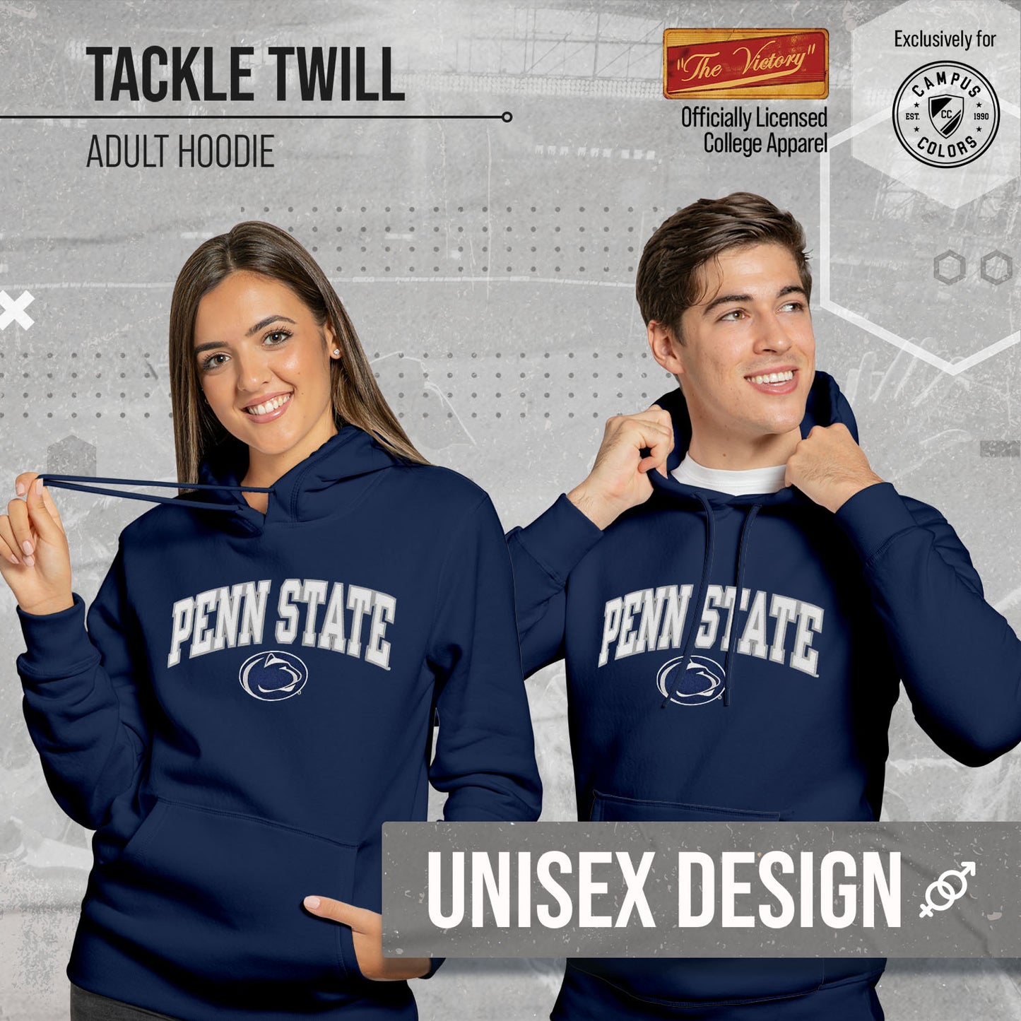 Penn State Nittany Lions NCAA Adult Tackle Twill Hooded Sweatshirt - Navy