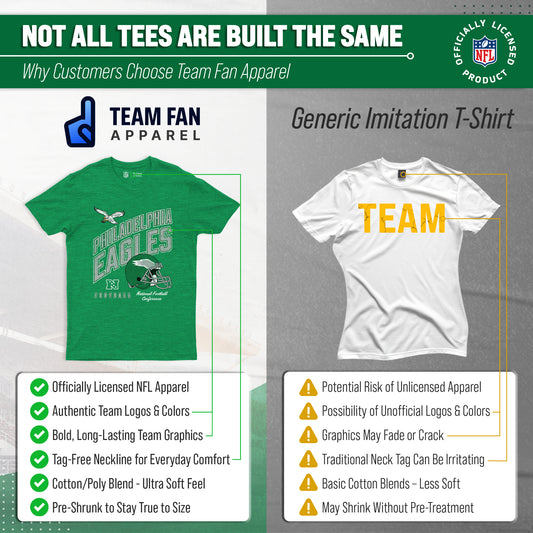 Philadelphia Eagles NFL Adult Distressed Helmet Tag-Less T-Shirt - Kelly Green Heather