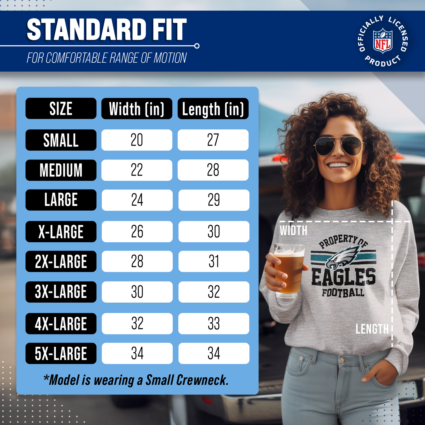 Philadelphia Eagles NFL Adult Property Of Crewneck Fleece Sweatshirt - Sport Gray