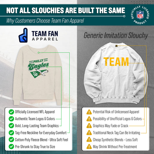 Philadelphia Eagles NFL Womens Vintage Charm Slouchy Crewneck - Birch