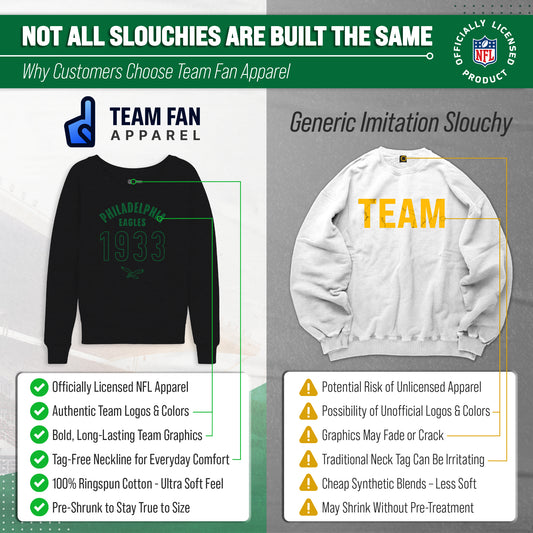 Philadelphia Eagles NFL Womens Big Date Slouchy Crewneck - Black