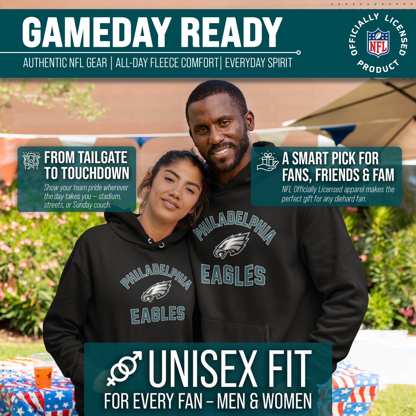 Philadelphia Eagles NFL Adult Gameday Hooded Sweatshirt - Black