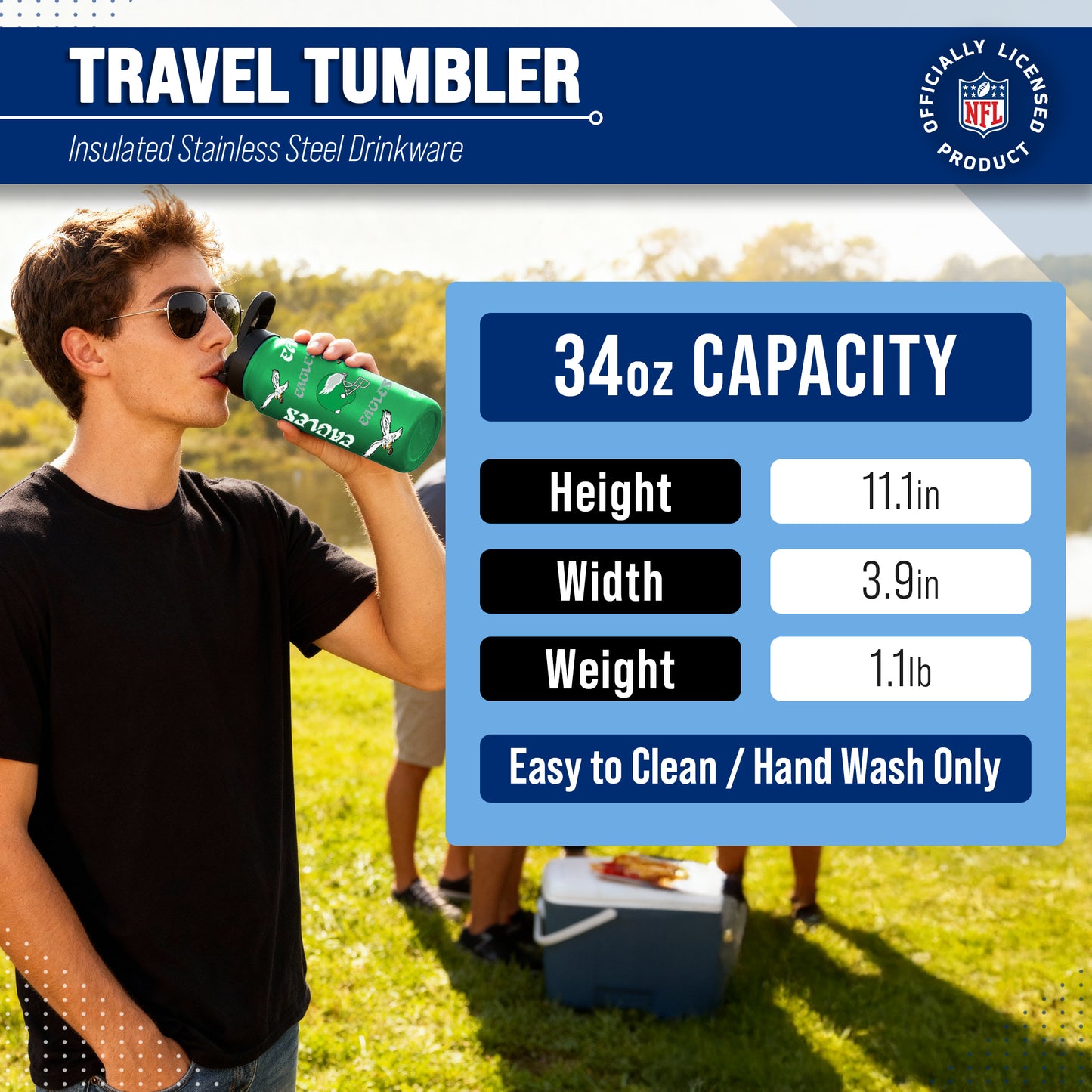 Philadelphia Eagles NFL 34Oz Native Quencher Water Bottle - Kelly Green