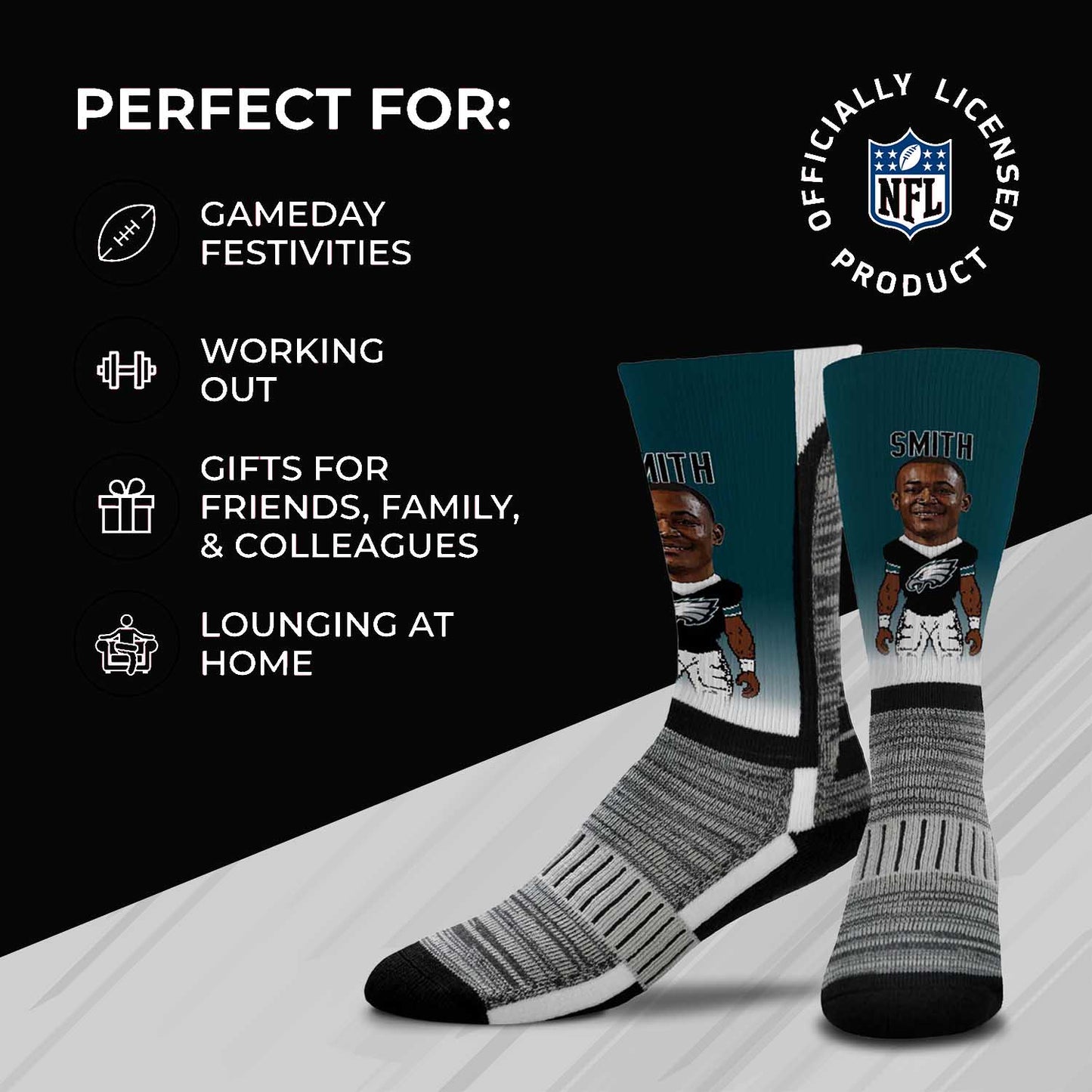 Philadelphia Eagles FBF Originals NFL Adult V Curve MVP Player Crew Socks - Green