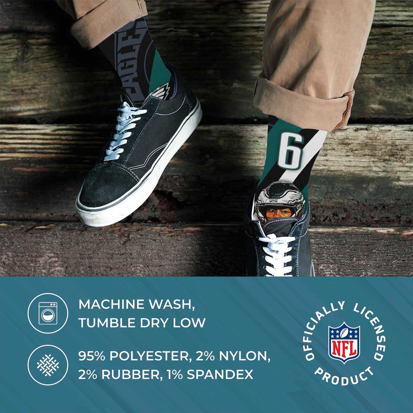 Philadelphia Eagles NFL Adult Player Stripe Sock - Black #6