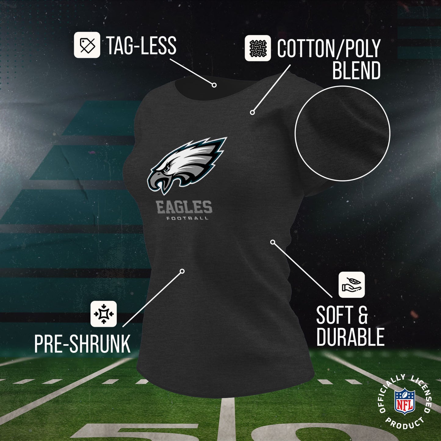 Philadelphia Eagles Women's NFL Ultimate Fan Logo Short Sleeve T-Shirt - Black