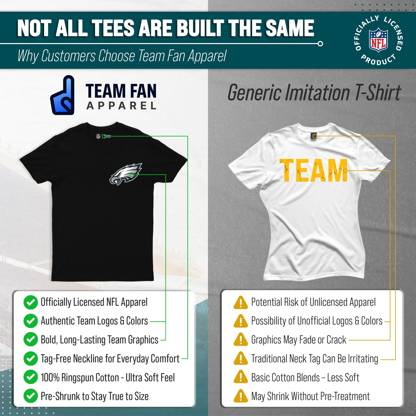 Philadelphia Eagles NFL Pro Football Final Countdown Adult Cotton-Poly Short Sleeved T-Shirt For Men & Women - Black