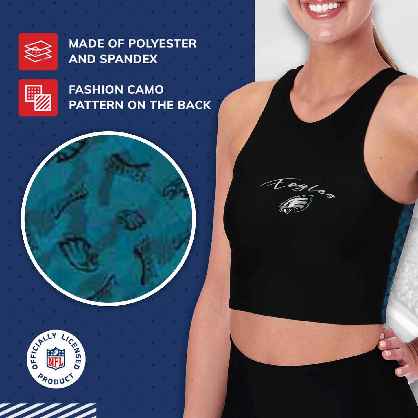 Philadelphia Eagles NFL Women's Sports Bra Activewear - Black