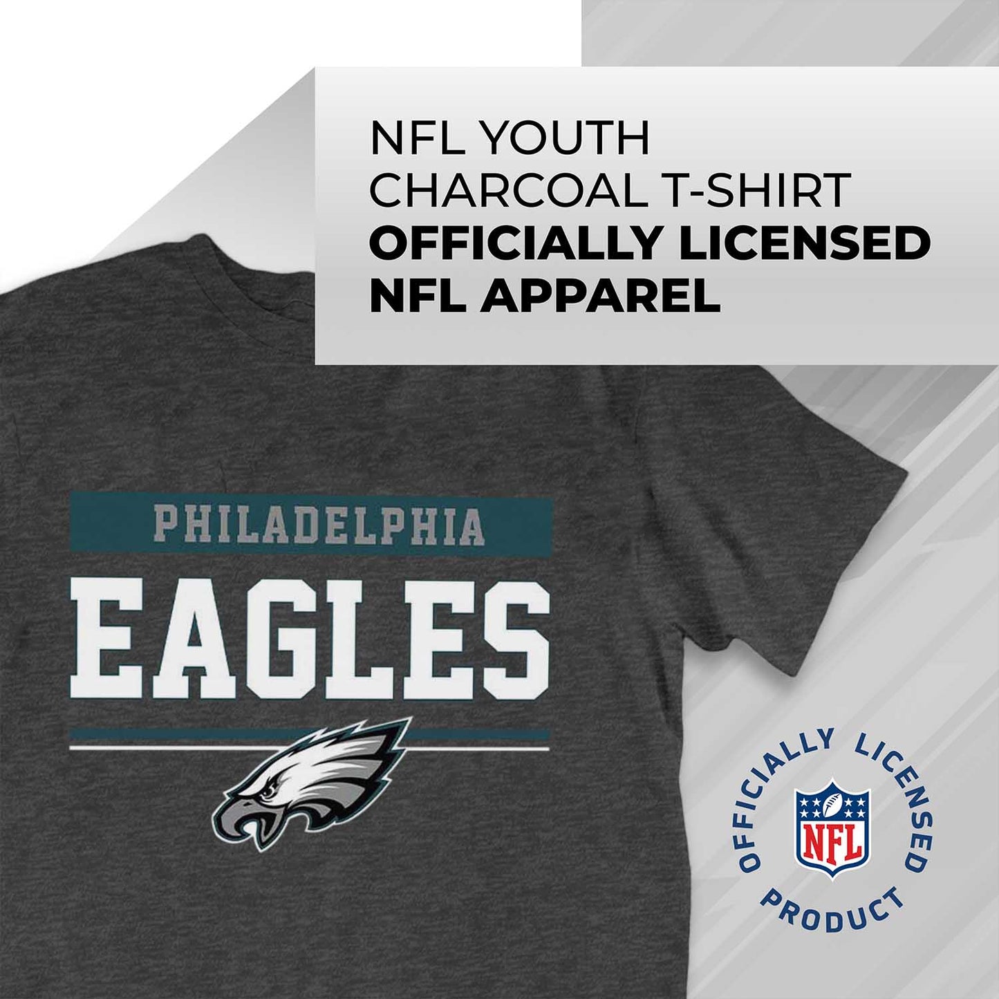 Philadelphia Eagles NFL Youth Short Sleeve Charcoal T Shirt - Charcoal