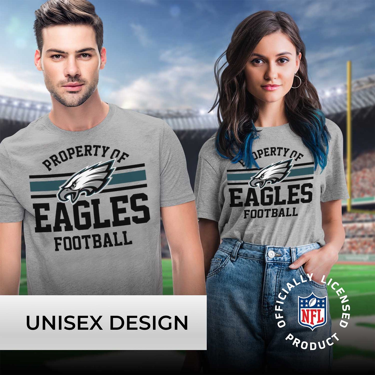 Philadelphia Eagles NFL Adult Property Of T-Shirt - Sport Gray