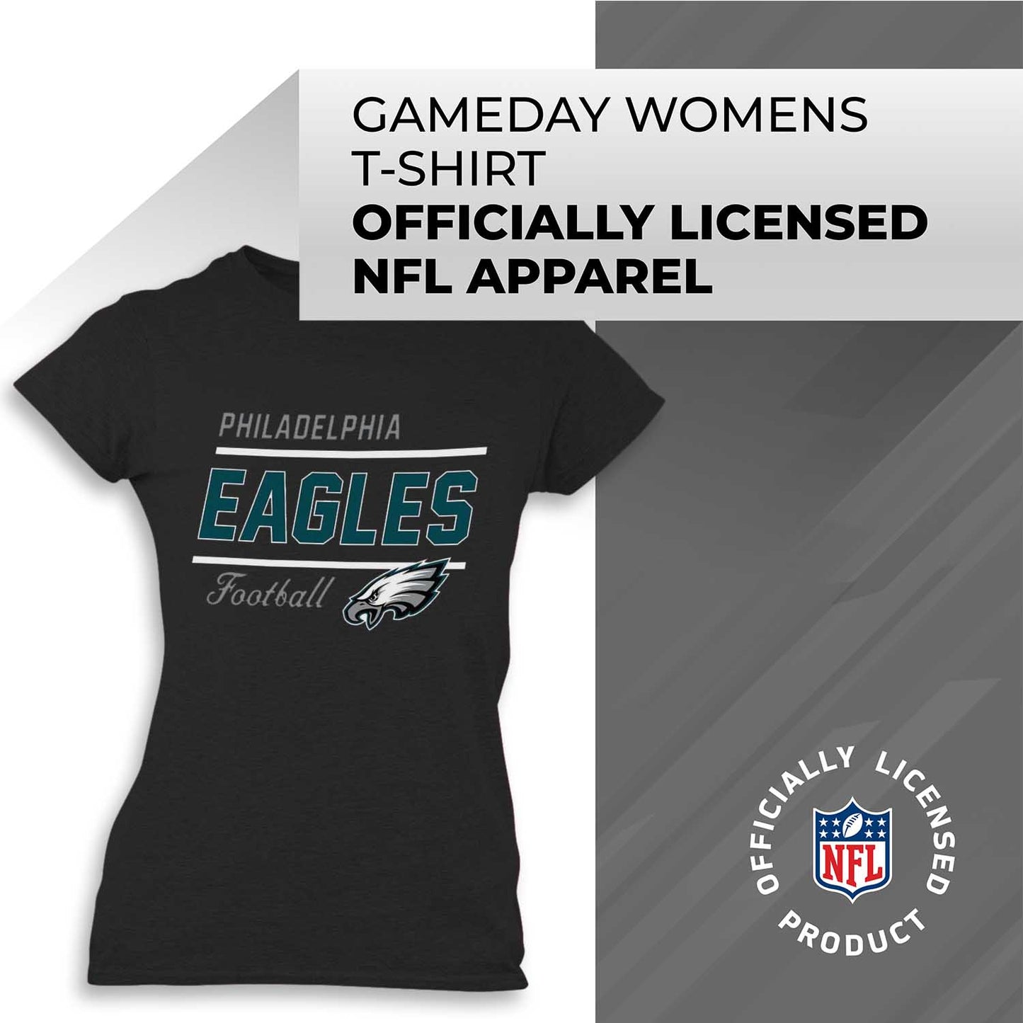 Philadelphia Eagles NFL Womens Plus Size Relaxed Fit T-Shirt - Black