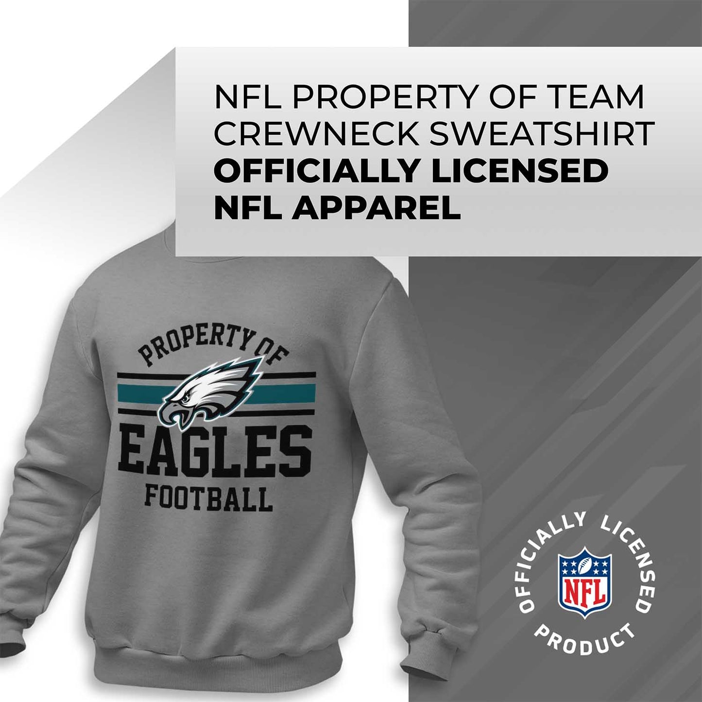 Philadelphia Eagles NFL Adult Property Of Crewneck Fleece Sweatshirt - Sport Gray