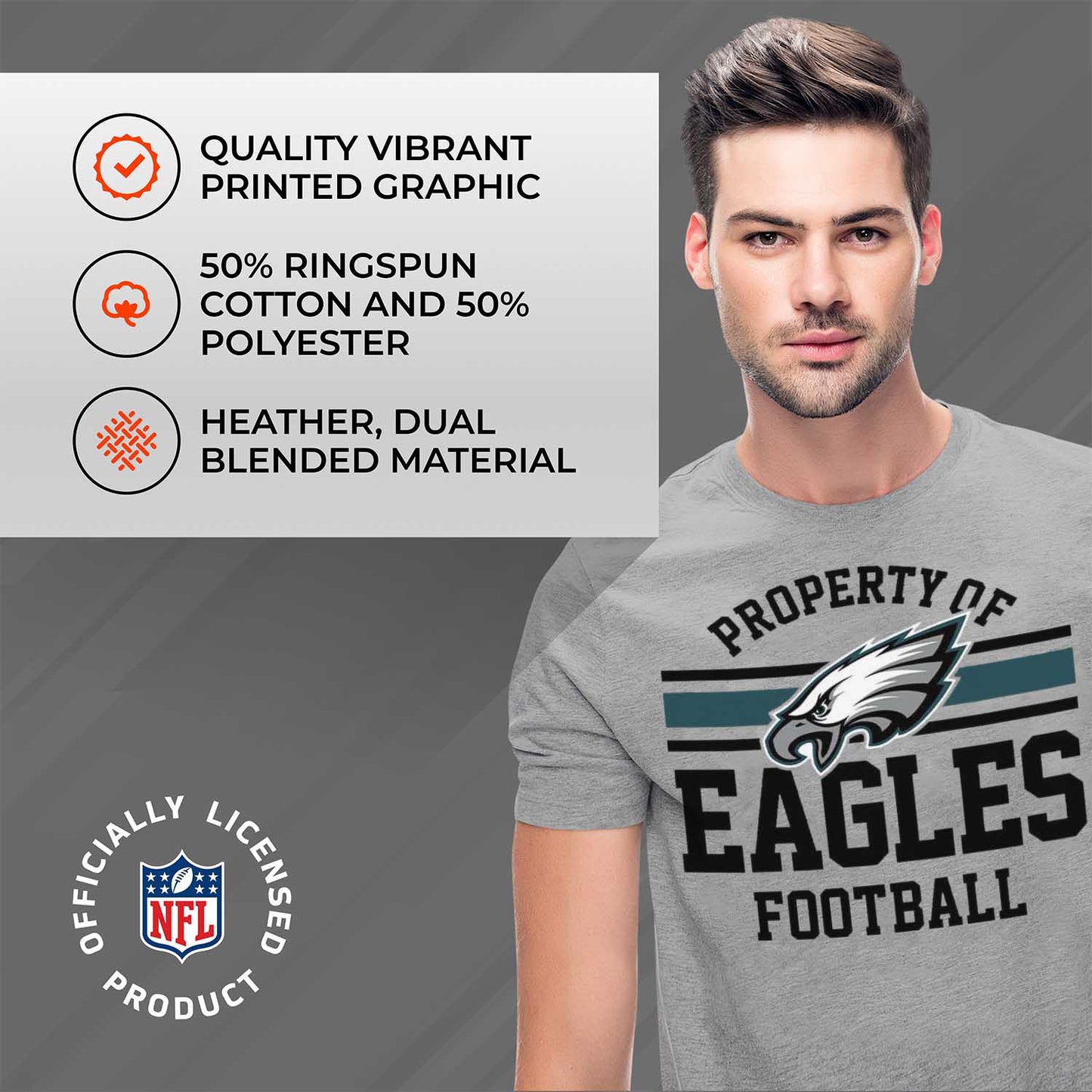 Philadelphia Eagles NFL Adult Property Of T-Shirt - Sport Gray