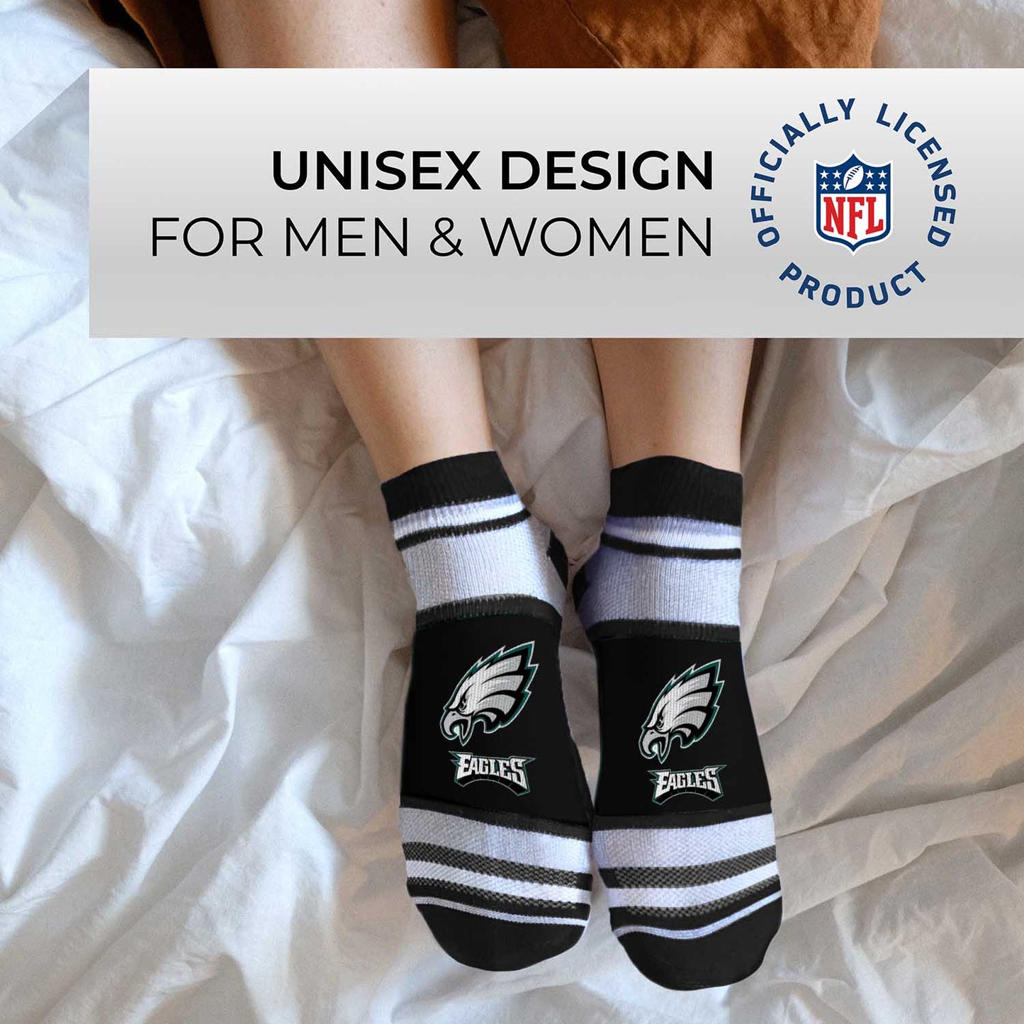 Philadelphia Eagles NFL Adult Marquis Addition No Show Socks - Black