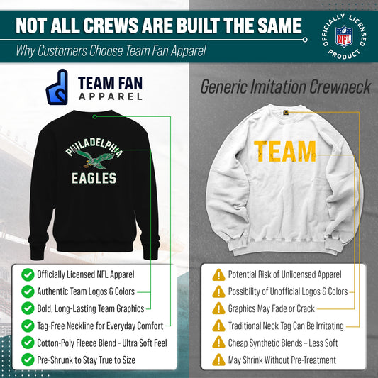 Philadelphia Eagles NFL Adult Unisex Retro Gameday Ultra Soft Fleece Crewneck Sweatshirt - Black