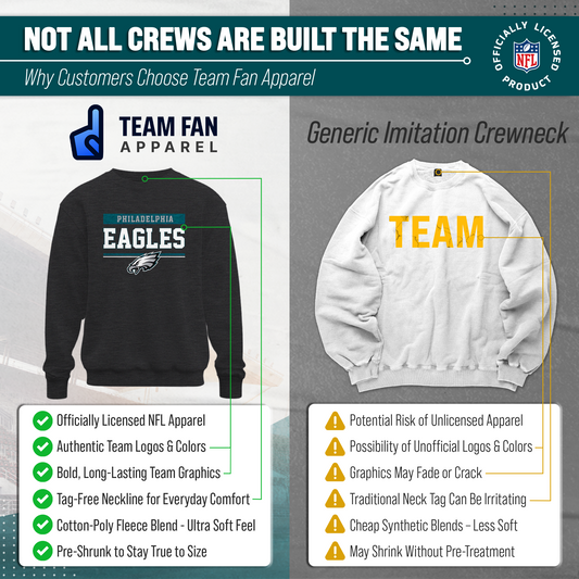 Philadelphia Eagles NFL Adult Long Sleeve Team Block Charcoal Crewneck Sweatshirt - Charcoal