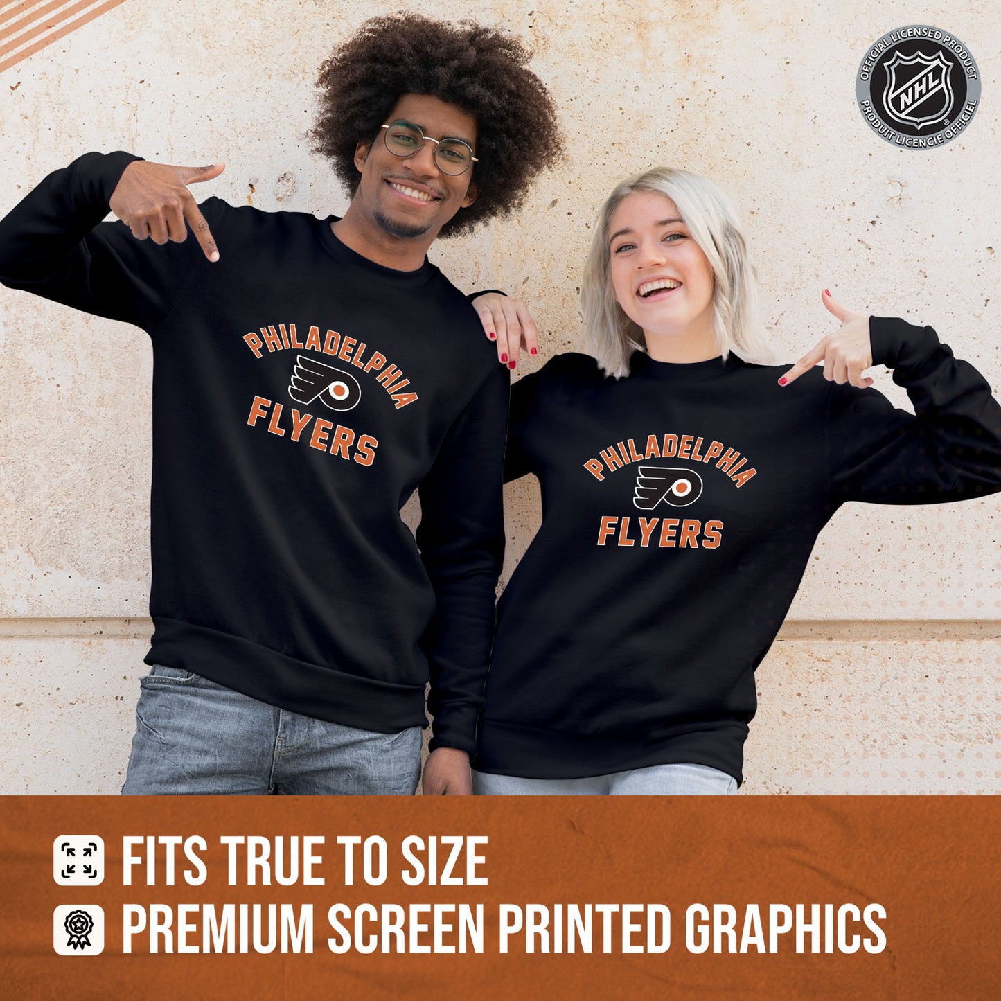 Philadelphia Flyers Adult NHL Gameday Crewneck Sweatshirt - Black