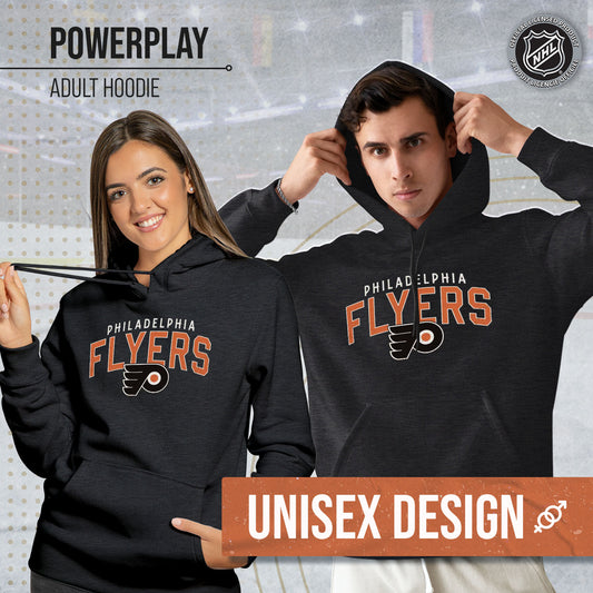 Philadelphia Flyers NHL Adult Unisex Powerplay Hooded Sweatshirt - Black Heather