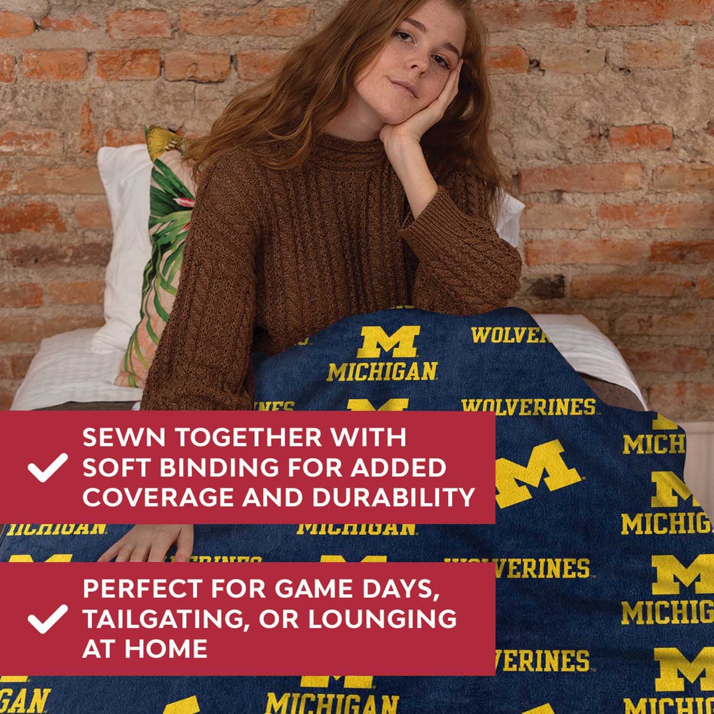 Michigan Wolverines NCAA Double Sided Blanket - Navy