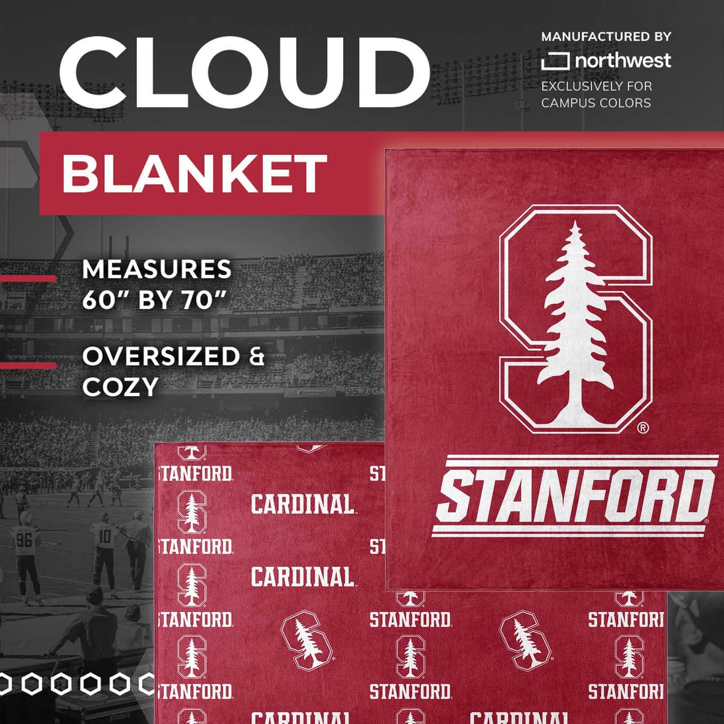Stanford Cardinal NCAA Double Sided Blanket - Cardinal