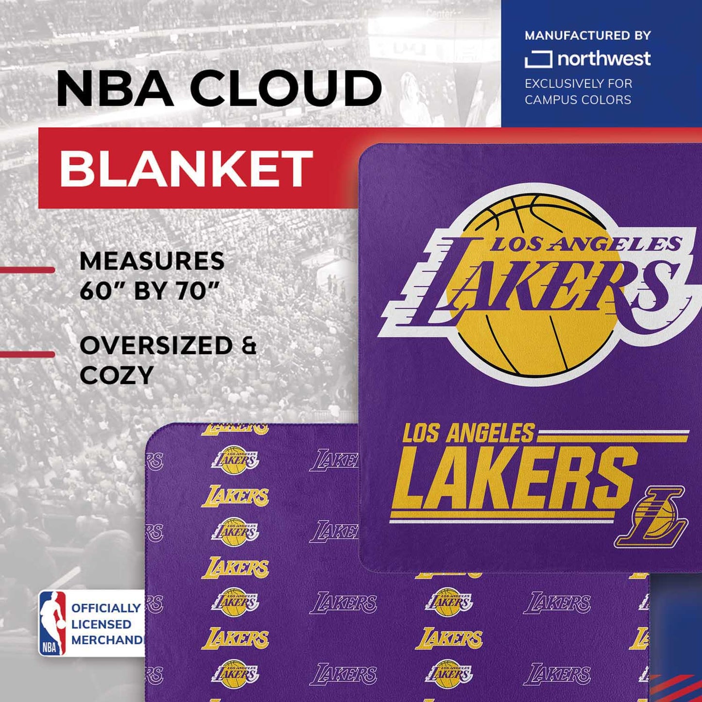 Los Angeles Lakers NBA Double Sided Blanket - Purple
