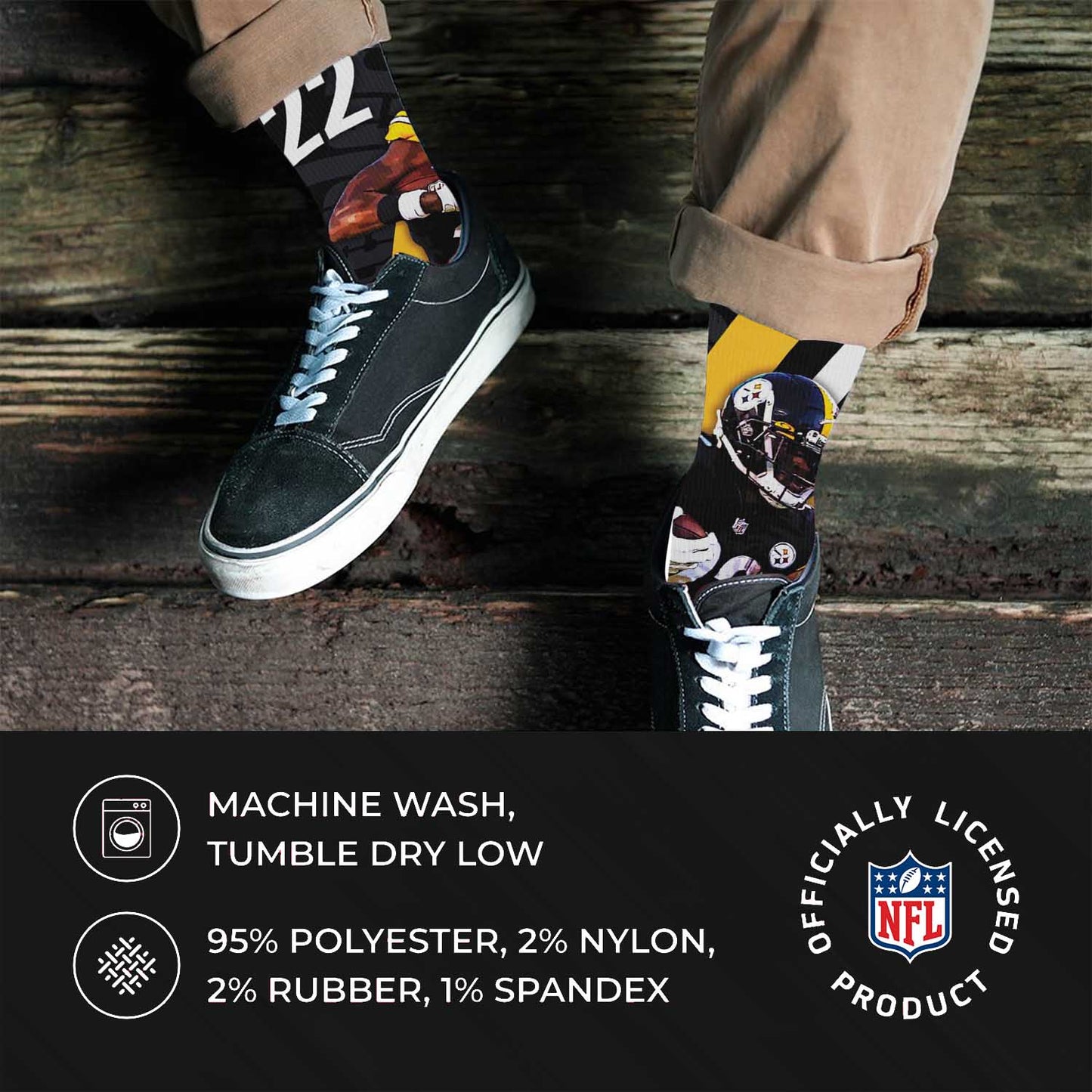Pittsburgh Steelers NFL Adult Player Stripe Sock - Black #22