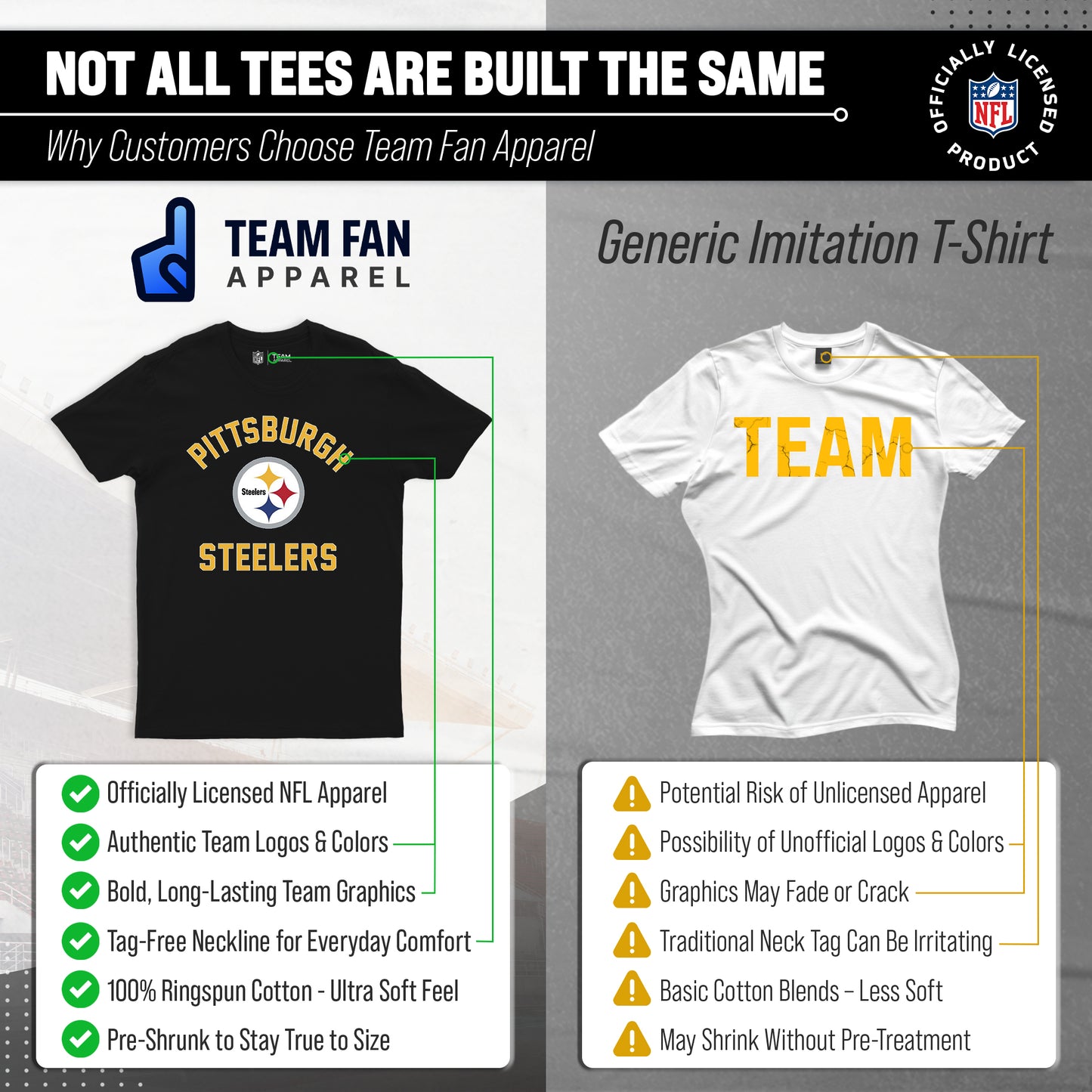 Pittsburgh Steelers NFL Adult Gameday T-Shirt - Black