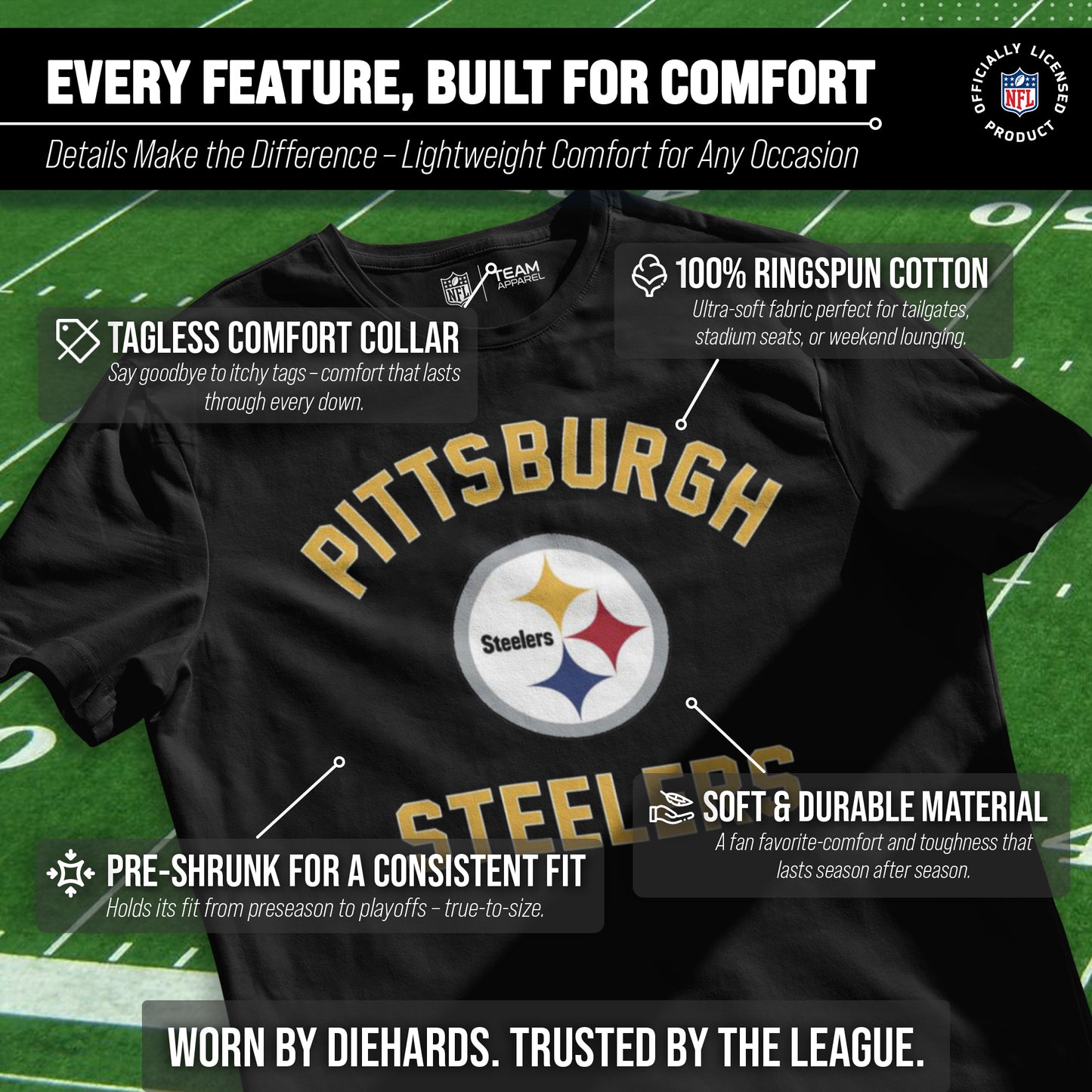 Pittsburgh Steelers NFL Adult Gameday T-Shirt - Black