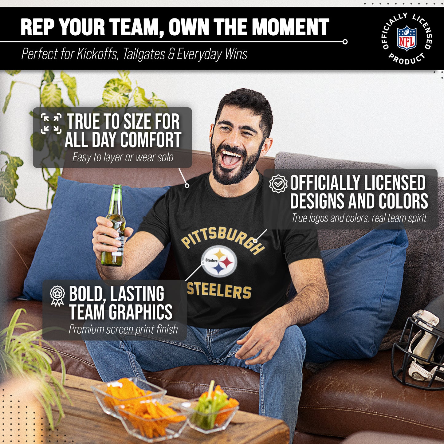 Pittsburgh Steelers NFL Adult Gameday T-Shirt - Black