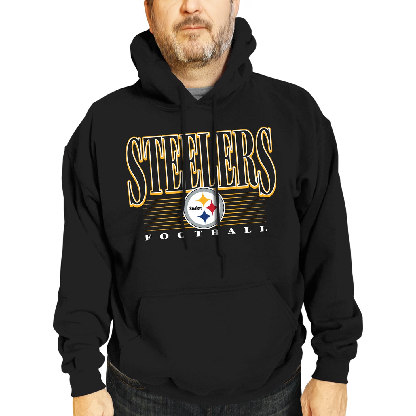 Pittsburgh Steelers NFL Adult Unisex Overtime Blueprint Soft Fleece Hooded Sweatshirt - Black