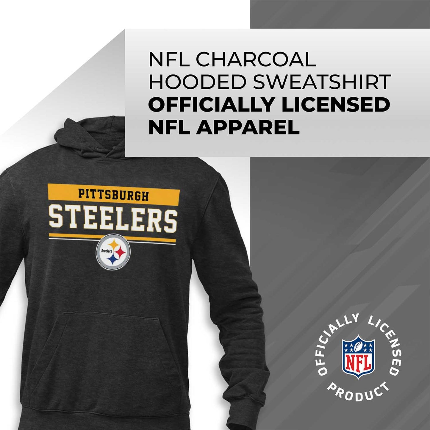 Pittsburgh Steelers NFL Adult Gameday Charcoal Hooded Sweatshirt - Charcoal